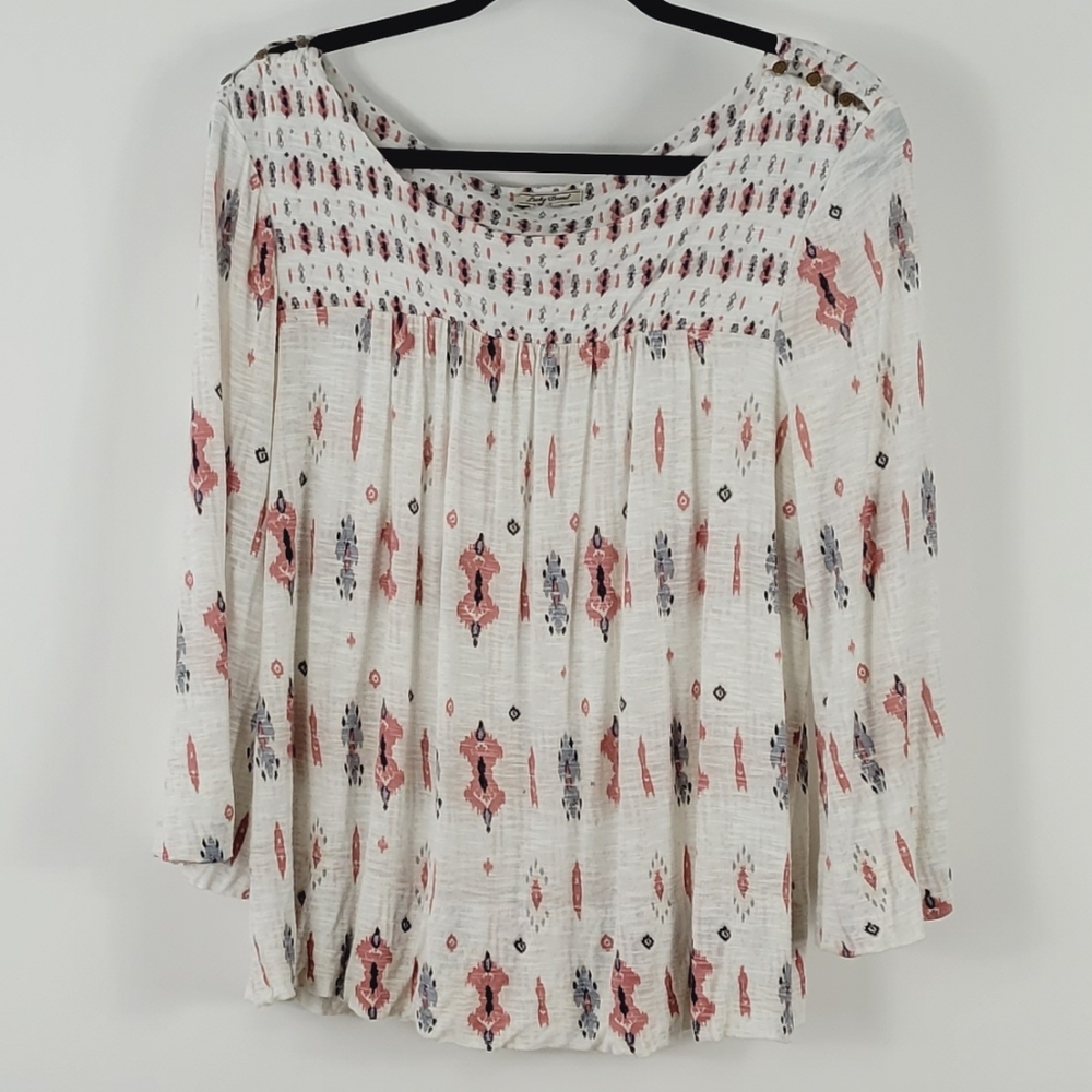 Lucky Brand Shirt Blouse Aztec Print - Picture 2 of 5